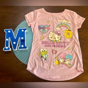Sanrio Pink Hello Kitty and Friends Kids Tee, Size Large